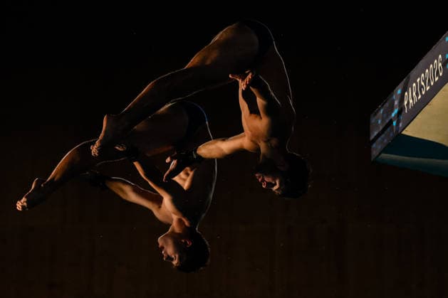 Ben Cutmore of Great Britain, Euan McCabe of Great Britain compete in the Diving Men s 10m Platform Final during the European Aquatics Championships at the Olympic Aquatic Center in Paris (France), August 4, 2026. Andrea Staccioli