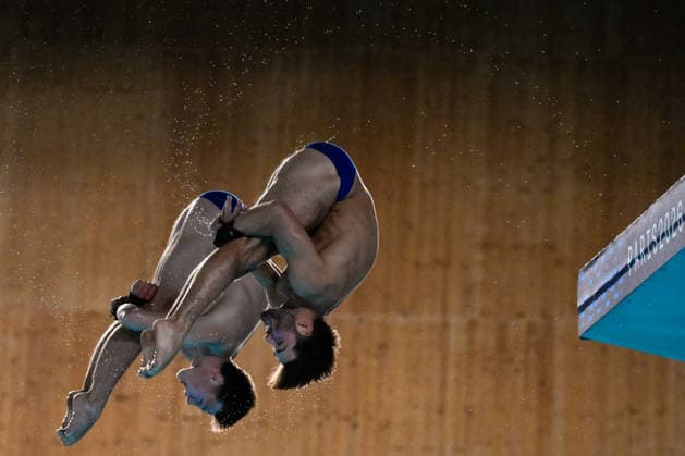 Ben Cutmore of Great Britain, Euan McCabe of Great Britain compete in the Diving Men s 10m Platform Final during the European Aquatics Championships at the Olympic Aquatic Center in Paris (France), August 4, 2026. Andrea Staccioli