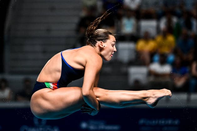 Elisa Pizzini of Italy competes in the diving 3m Springboard Women Final during the European Aquatics Championships at the Olympic Aquatic Center in Paris (France), August 4, 2026. Andrea Masini Deepbluemedia Insidefoto