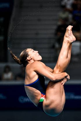 Elisa Pizzini of Italy competes in the diving 3m Springboard Women Final during the European Aquatics Championships at the Olympic Aquatic Center in Paris (France), August 4, 2026. Andrea Masini Deepbluemedia Insidefoto
