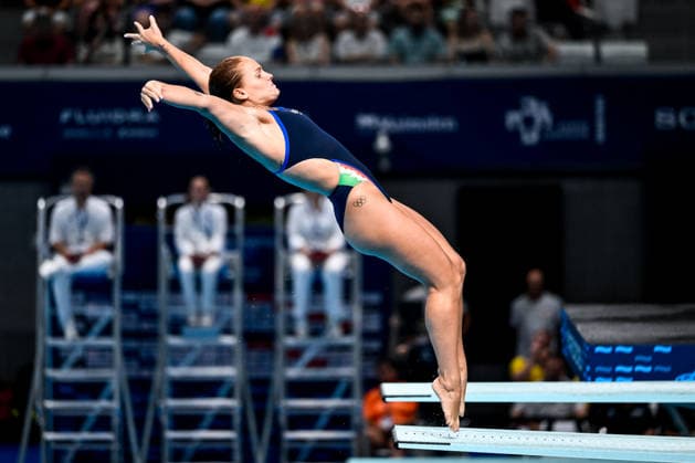 Chiara Pellacani of Italy competes in the diving 3m Springboard Women Final during the European Aquatics Championships at the Olympic Aquatic Center in Paris (France), August 4, 2026. Andrea Masini Deepbluemedia Insidefoto