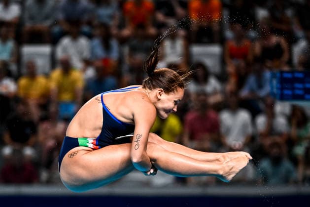 Chiara Pellacani of Italy competes in the diving 3m Springboard Women Final during the European Aquatics Championships at the Olympic Aquatic Center in Paris (France), August 4, 2026. Andrea Masini Deepbluemedia Insidefoto