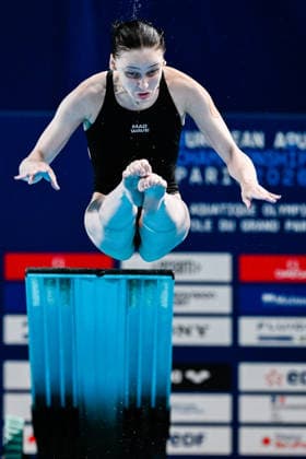 Elizaveta Kuzina of Neutral Athlete B competes in the Diving Women s 3m Springboard Final during the European Aquatics Championships at the Olympic Aquatic Center in Paris (France), August 4, 2026. Andrea Masini Deepbluemedia Insidefoto