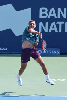 ATP, Tennis Herren Masters 1000 National Bank Open Montreal 2026 - Round of 64 - Day 4 Daniel Merida of Spain plays a forehand during the Men™s Singles round of 64 match against Liam Draxl of Canada on day 4 of the ATP Masters1000 National Bank Open at IGA Stadium. on August 4, 2026, in Montreal, Canada. (Photo by Horacio Zamora Eyepix Group) Copyright: xHoracioxZamorax xEyepixxGroupx HZ_04082026_193833