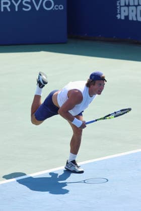 ATP, Tennis Herren Masters 1000 National Bank Open Montreal 2026 - Round of 64 - Day 4 Liam Draxl of Canada serves during the Men™s Singles round of 64 match against Daniel Merida of Spain on day 4 of the ATP Masters1000 National Bank Open at IGA Stadium. on August 4, 2026, in Montreal, Canada. (Photo by Horacio Zamora Eyepix Group) Copyright: xHoracioxZamorax xEyepixxGroupx HZ_04082026_193841