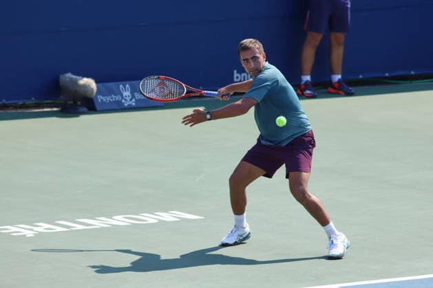 ATP, Tennis Herren Masters 1000 National Bank Open Montreal 2026 - Round of 64 - Day 4 Daniel Merida of Spain plays a forehand during the Men™s Singles round of 64 match against Liam Draxl of Canada on day 4 of the ATP Masters1000 National Bank Open at IGA Stadium. on August 4, 2026, in Montreal, Canada. (Photo by Horacio Zamora Eyepix Group) Copyright: xHoracioxZamorax xEyepixxGroupx HZ_04082026_193850