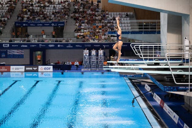Women 3m springboard diving final European Aquatics Championships - Saint-Denis Italy s diver Elisa Pizzini competes in the women’s 3m springboard diving final event during the LEN European Aquatics Championships, at the Olympic Aquatics Centre in Saint-Denis, northeastern suburbs of Paris, on August 4, 2026. Photo by Raphael Lafargue ABACAPRESS.COM Saint-Denis France  Copyright: xLafarguexRaphael ABACAx