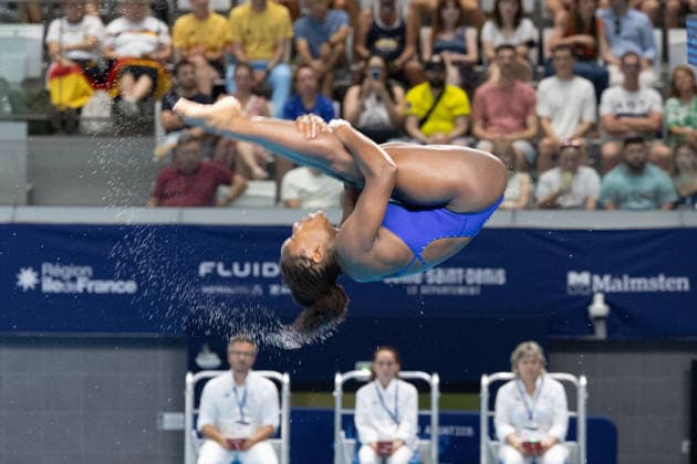 Women 3m springboard diving final European Aquatics Championships - Saint-Denis Britain s diver Desharne Bent-Ashmeil competes in the women’s 3m springboard diving final event during the LEN European Aquatics Championships, at the Olympic Aquatics Centre in Saint-Denis, northeastern suburbs of Paris, on August 4, 2026. Photo by Raphael Lafargue ABACAPRESS.COM Saint-Denis France  Copyright: xLafarguexRaphael ABACAx