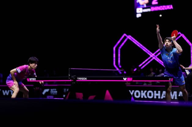 (L-R) Hiroto Shinozuka, Yukiya Uda (JPN), AUGUST 4, 2026 - Table tennis, Tischtennis : WTT Champions Yokohama 2026 Men s singles round of 32 at Yokohama BUNTAI, Kanagawa, Japan. Noxthirdxpartyxsales  aflo_340102417 NaokixNishimurax