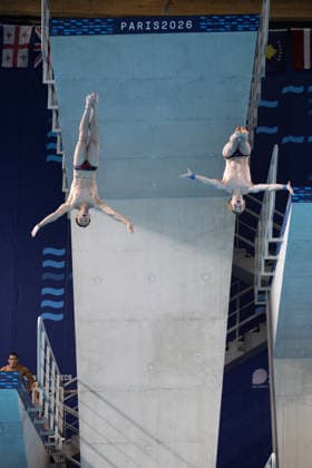 Men 10m platform synchro diving final European Aquatics Championships - Saint-Denis Divers compete in the men’s 10m platform synchro diving final event during the LEN European Aquatics Championships, at the Olympic Aquatics Centre in Saint-Denis, northeastern suburbs of Paris, on August 4, 2026. Photo by Raphael Lafargue ABACAPRESS.COM Saint-Denis France  Copyright: xLafarguexRaphael ABACAx