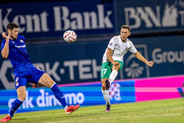 GNK Dinamo vs FK Kauno Žalgiris, UEFA Champions League third qualifying round, first leg, Stadion Maksimir, August 4, Zagreb, Croatia. Ivan Fiolic attempts a shot during the UEFA Champions League third qualifying round first leg match between GNK Dinamo and FK Kauno Žalgiris at Stadion Maksimir in Zagreb, Croatia. Zagreb Zagreb Croatia