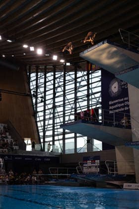 Men 10m platform synchro diving final European Aquatics Championships - Saint-Denis Divers compete in the men’s 10m platform synchro diving final event during the LEN European Aquatics Championships, at the Olympic Aquatics Centre in Saint-Denis, northeastern suburbs of Paris, on August 4, 2026. Photo by Raphael Lafargue ABACAPRESS.COM Saint-Denis France  Copyright: xLafarguexRaphael ABACAx