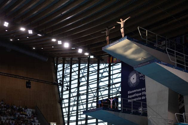 Men 10m platform synchro diving final European Aquatics Championships - Saint-Denis Germany s diver Luis Carlo Avila Sanchez and Germany s diver Jaden Shiloh Eikermann Gregorchuk compete in the men’s 10m platform synchro diving final event during the LEN European Aquatics Championships, at the Olympic Aquatics Centre in Saint-Denis, northeastern suburbs of Paris, on August 4, 2026. Photo by Raphael Lafargue ABACAPRESS.COM Saint-Denis France  Copyright: xLafarguexRaphael ABACAx