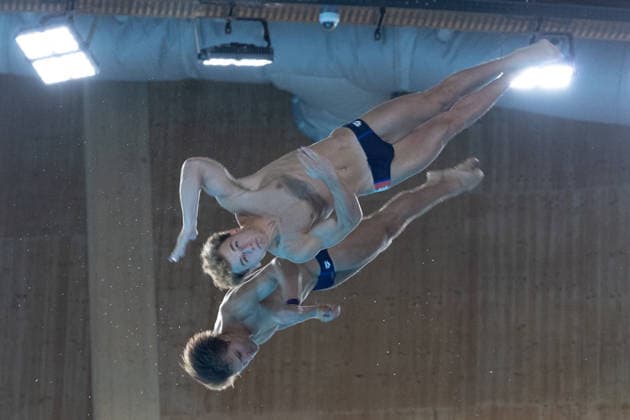 Men 10m platform synchro diving final European Aquatics Championships - Saint-Denis Divers compete in the men’s 10m platform synchro diving final event during the LEN European Aquatics Championships, at the Olympic Aquatics Centre in Saint-Denis, northeastern suburbs of Paris, on August 4, 2026. Photo by Raphael Lafargue ABACAPRESS.COM Saint-Denis France  Copyright: xLafarguexRaphael ABACAx