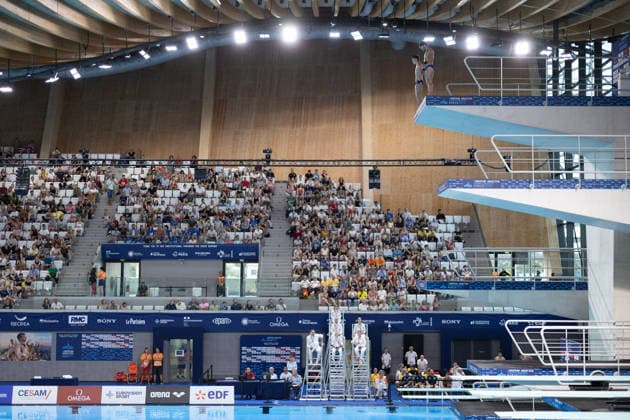 Men 10m platform synchro diving final European Aquatics Championships - Saint-Denis Divers compete in the men’s 10m platform synchro diving final event during the LEN European Aquatics Championships, at the Olympic Aquatics Centre in Saint-Denis, northeastern suburbs of Paris, on August 4, 2026. Photo by Raphael Lafargue ABACAPRESS.COM Saint-Denis France  Copyright: xLafarguexRaphael ABACAx