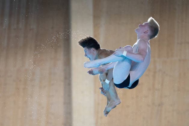 Men 10m platform synchro diving final European Aquatics Championships - Saint-Denis Divers compete in the men’s 10m platform synchro diving final event during the LEN European Aquatics Championships, at the Olympic Aquatics Centre in Saint-Denis, northeastern suburbs of Paris, on August 4, 2026. Photo by Raphael Lafargue ABACAPRESS.COM Saint-Denis France  Copyright: xLafarguexRaphael ABACAx