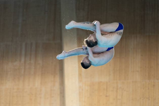 Men 10m platform synchro diving final European Aquatics Championships - Saint-Denis Neutral Athletes diver Nikita Shleikher and Neutral Athletes diver Ruslan Ternovoi compete in the men’s 10m platform synchro diving final event during the LEN European Aquatics Championships, at the Olympic Aquatics Centre in Saint-Denis, northeastern suburbs of Paris, on August 4, 2026. Photo by Raphael Lafargue ABACAPRESS.COM Saint-Denis France  Copyright: xLafarguexRaphael ABACAx