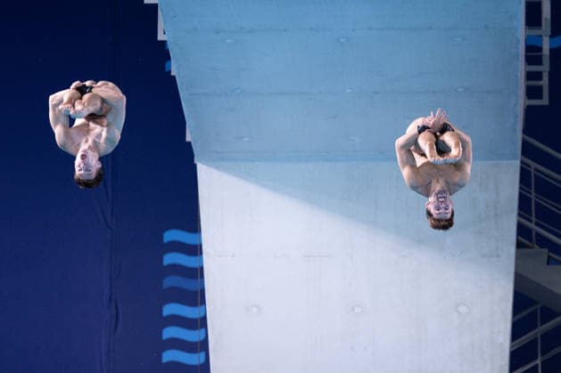 Men 10m platform synchro diving final European Aquatics Championships - Saint-Denis Divers compete in the men’s 10m platform synchro diving final event during the LEN European Aquatics Championships, at the Olympic Aquatics Centre in Saint-Denis, northeastern suburbs of Paris, on August 4, 2026. Photo by Raphael Lafargue ABACAPRESS.COM Saint-Denis France  Copyright: xLafarguexRaphael ABACAx