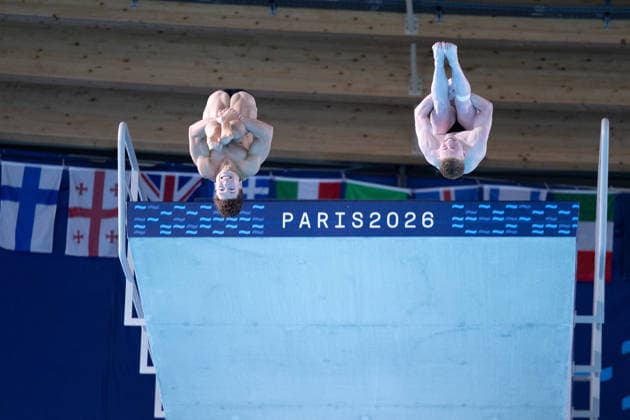 Men 10m platform synchro diving final European Aquatics Championships - Saint-Denis Divers compete in the men’s 10m platform synchro diving final event during the LEN European Aquatics Championships, at the Olympic Aquatics Centre in Saint-Denis, northeastern suburbs of Paris, on August 4, 2026. Photo by Raphael Lafargue ABACAPRESS.COM Saint-Denis France  Copyright: xLafarguexRaphael ABACAx