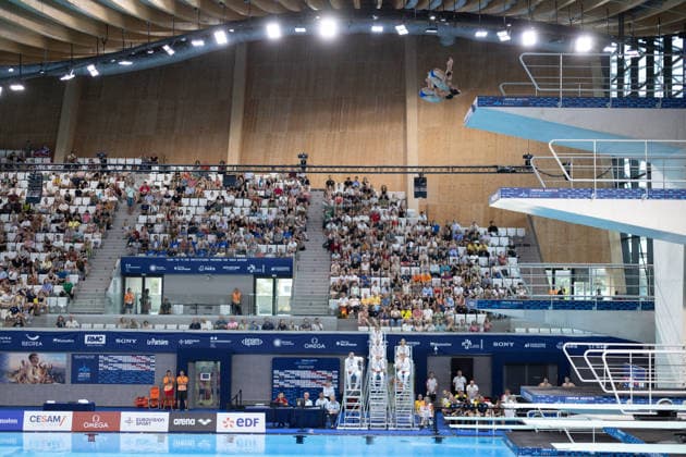 Men 10m platform synchro diving final European Aquatics Championships - Saint-Denis Neutral Athletes diver Nikita Shleikher and Neutral Athletes diver Ruslan Ternovoi compete in the men’s 10m platform synchro diving final event during the LEN European Aquatics Championships, at the Olympic Aquatics Centre in Saint-Denis, northeastern suburbs of Paris, on August 4, 2026. Photo by Raphael Lafargue ABACAPRESS.COM Saint-Denis France  Copyright: xLafarguexRaphael ABACAx