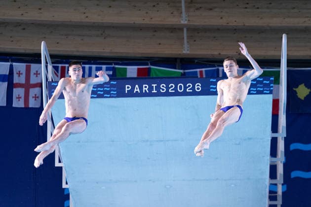Men 10m platform synchro diving final European Aquatics Championships - Saint-Denis Divers compete in the men’s 10m platform synchro diving final event during the LEN European Aquatics Championships, at the Olympic Aquatics Centre in Saint-Denis, northeastern suburbs of Paris, on August 4, 2026. Photo by Raphael Lafargue ABACAPRESS.COM Saint-Denis France  Copyright: xLafarguexRaphael ABACAx