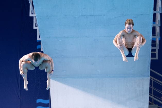 Men 10m platform synchro diving final European Aquatics Championships - Saint-Denis Divers compete in the men’s 10m platform synchro diving final event during the LEN European Aquatics Championships, at the Olympic Aquatics Centre in Saint-Denis, northeastern suburbs of Paris, on August 4, 2026. Photo by Raphael Lafargue ABACAPRESS.COM Saint-Denis France  Copyright: xLafarguexRaphael ABACAx