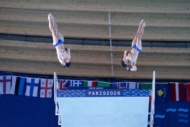 Men 10m platform synchro diving final European Aquatics Championships - Saint-Denis Divers compete in the men’s 10m platform synchro diving final event during the LEN European Aquatics Championships, at the Olympic Aquatics Centre in Saint-Denis, northeastern suburbs of Paris, on August 4, 2026. Photo by Raphael Lafargue ABACAPRESS.COM Saint-Denis France  Copyright: xLafarguexRaphael ABACAx