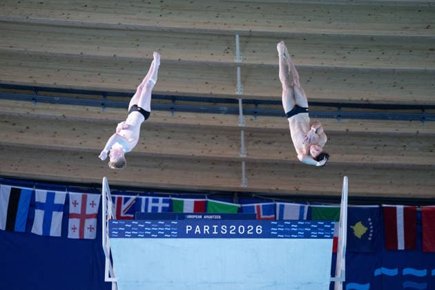 Men 10m platform synchro diving final European Aquatics Championships - Saint-Denis Divers compete in the men’s 10m platform synchro diving final event during the LEN European Aquatics Championships, at the Olympic Aquatics Centre in Saint-Denis, northeastern suburbs of Paris, on August 4, 2026. Photo by Raphael Lafargue ABACAPRESS.COM Saint-Denis France  Copyright: xLafarguexRaphael ABACAx