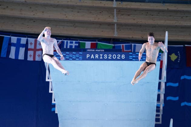 Men 10m platform synchro diving final European Aquatics Championships - Saint-Denis Divers compete in the men’s 10m platform synchro diving final event during the LEN European Aquatics Championships, at the Olympic Aquatics Centre in Saint-Denis, northeastern suburbs of Paris, on August 4, 2026. Photo by Raphael Lafargue ABACAPRESS.COM Saint-Denis France  Copyright: xLafarguexRaphael ABACAx