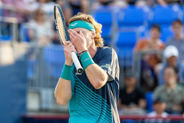 August 4, 2026, Montreal, Quebec, Canada: ANDREY RUBLEV (10) reaction in match against Juncheng Shang from China in second round at Canadian Open at IGA stadium in Montreal, Quebec, Canada on 2026-08-04 Montreal Canada - ZUMAl189 20260804_zsp_l189_116 Copyright: xYannickxLegarex