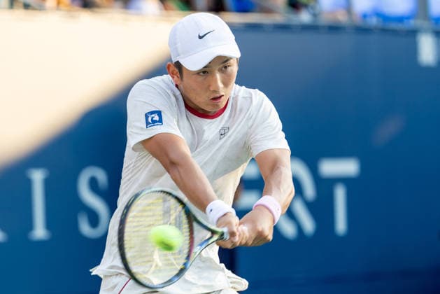 August 4, 2026, Montreal, Quebec, Canada: JUNCHENG SHANG from China backhand in match against Andrey Rublev (10) in second round at Canadian Open at IGA stadium in Montreal, Quebec, Canada on 2026-08-04 Montreal Canada - ZUMAl189 20260804_zsp_l189_125 Copyright: xYannickxLegarex