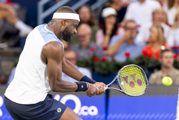 August 4, 2026, Montreal, Quebec, Canada: FRANCES TIAFOE from USA backhand in match against Marin Cilic from Croatia in second round at Canadian Open at IGA stadium in Montreal, Quebec, Canada on 2026-08-04 Montreal Canada - ZUMAl189 20260804_zsp_l189_132 Copyright: xYannickxLegarex