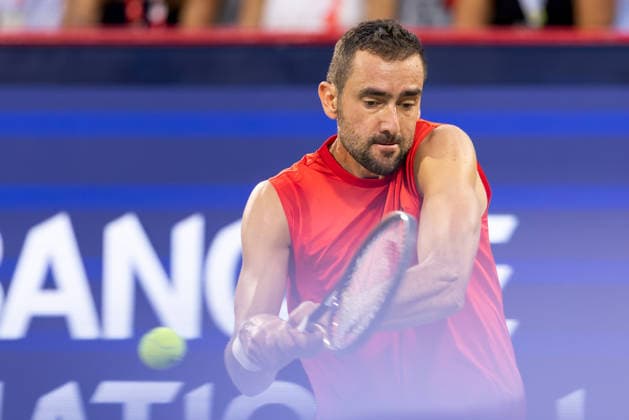 August 4, 2026, Montreal, Quebec, Canada: MARIN CILIC from Croatia backhand in match against Frances Tiafoe from USA in second round at Canadian Open at IGA stadium in Montreal, Quebec, Canada on 2026-08-04 Montreal Canada - ZUMAl189 20260804_zsp_l189_144 Copyright: xYannickxLegarex