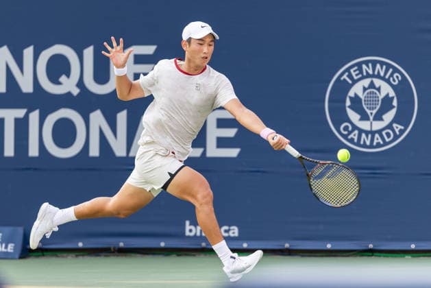 August 4, 2026, Montreal, Quebec, Canada: JUNCHENG SHANG from China forehand in match against Andrey Rublev (10) in second round at Canadian Open at IGA stadium in Montreal, Quebec, Canada on 2026-08-04 Montreal Canada - ZUMAl189 20260804_zsp_l189_145 Copyright: xYannickxLegarex