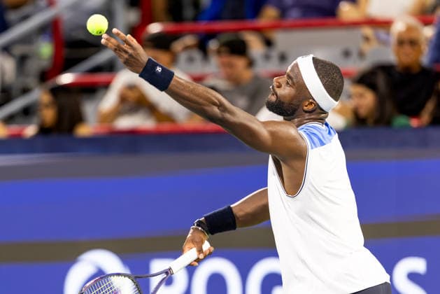August 4, 2026, Montreal, Quebec, Canada: FRANCES TIAFOE from USA serving in match against Marin Cilic from Croatia in second round at Canadian Open at IGA stadium in Montreal, Quebec, Canada on 2026-08-04 Montreal Canada - ZUMAl189 20260804_zsp_l189_149 Copyright: xYannickxLegarex