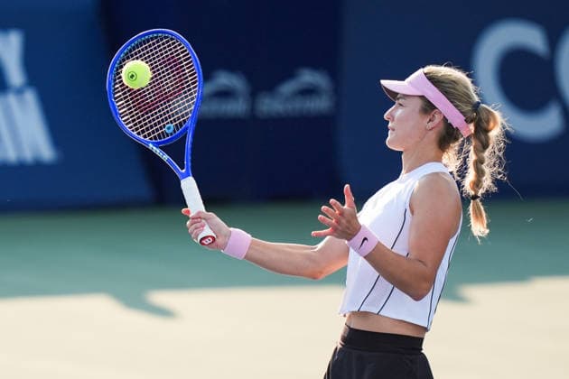 WTA, Tennis Damen Masters 1000 National Bank Open Toronto 2026 - Round of 64 - Day 4 Anna Kalinskaya of Russia plays a forehand during the Women™s Singles round of 64 match against McCartney Kessler of United States on day 4 of the WTA Masters 1000 National Bank Open at Sobeys Stadium on August 4, 2026, in Toronto, Canada. (Photo by Leonardo Ramirez Eyepix Group) Copyright: xLeonardoxRamirezx xEyepixxGroupx LR_04082026_08196