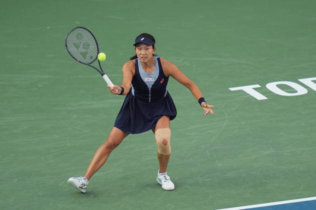 WTA, Tennis Damen Masters 1000 National Bank Open Toronto 2026 - Round of 64 - Day 4 Moyuka Uchijima of Japan returns a forehand during the Women™s Singles round of 64 match against Aryna Sabalenka of Belarus on day 4 of the WTA Masters 1000 National Bank Open at Sobeys Stadium on August 4, 2026, in Toronto, Canada. (Photo by Leonardo Ramirez Eyepix Group) Copyright: xLeonardoxRamirezx xEyepixxGroupx LR_04082026_08199