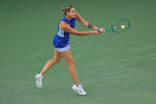 WTA, Tennis Damen Masters 1000 National Bank Open Toronto 2026 - Round of 64 - Day 4 Aryna Sabalenka of Belarus plays a backhand during the Women™s Singles round of 64 match against Moyuka Uchijima of Japan on day 4 of the WTA Masters 1000 National Bank Open at Sobeys Stadium on August 4, 2026, in Toronto, Canada. (Photo by Leonardo Ramirez Eyepix Group) Copyright: xLeonardoxRamirezx xEyepixxGroupx LR_04082026_08207