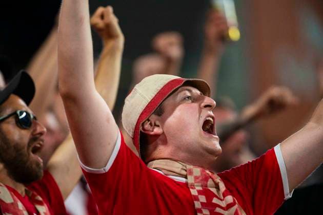 August 4, 2026, Seogwipo, Jeju, South Korea: FC Bayern Munich fans chant in an exhibition match between BundesligaÃ¢â‚¬â ¢s FC Bayern Munich and K League 1Ã¢â‚¬â ¢s Jeju SK FC, during the Audi Football Summit 2026 on Tuesday, Aug. 4, 2026 at the Jeju World Cup Stadium in Seogwipo, South Korea. Seogwipo South Korea - ZUMAh163 20260804_znp_h163_042 Copyright: xJintakxHanx