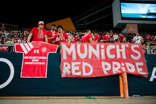 August 4, 2026, Seogwipo, Jeju, South Korea: FC Bayern Munich fans hang banners from the stands in an exhibition match between BundesligaÃ¢â‚¬â ¢s FC Bayern Munich and K League 1Ã¢â‚¬â ¢s Jeju SK FC, during the Audi Football Summit 2026 on Tuesday, Aug. 4, 2026 at the Jeju World Cup Stadium in Seogwipo, South Korea. Seogwipo South Korea - ZUMAh163 20260804_znp_h163_041 Copyright: xJintakxHanx