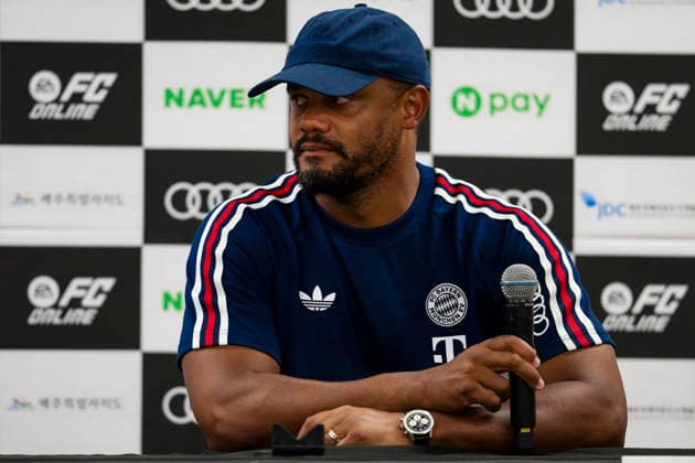 August 4, 2026, Seogwipo, Jeju, South Korea: FC Bayern Munich head coach VINCENT KOMPANY answers questions from reporters after an exhibition match between BundesligaÃ¢â‚¬â ¢s FC Bayern Munich and K League 1Ã¢â‚¬â ¢s Jeju SK FC, during the Audi Football Summit 2026 on Tuesday, Aug. 4, 2026 at the Jeju World Cup Stadium in Seogwipo, South Korea. FC Bayern Munich 2:1 Jeju SK FC Exhibition  - ZUMAh163 20260804_znp_h163_066 Copyright: xJintakxHanx