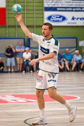 04.08.2026, xovx, Handball Lindencup, HSG Wetzlar - TV Hüttenberg Dominik Mappes (HSG Wetzlar), Freisteller Linden Stadthalle Hessen Deutschland (DE) *** August 4, 2026, xovx, Lindencup Handball, HSG Wetzlar vs. TV Hüttenberg, Dominik Mappes (HSG Wetzlar), cutout image, Linden Stadthalle, Hesse, Germany, DE