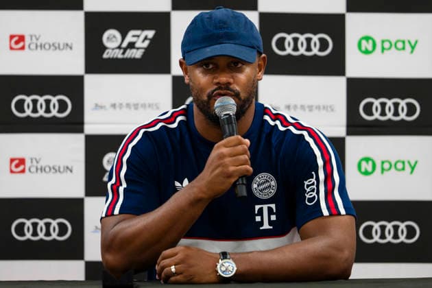August 4, 2026, Seogwipo, Jeju, South Korea: FC Bayern Munich head coach VINCENT KOMPANY answers questions from reporters after an exhibition match between BundesligaÃ¢â‚¬â ¢s FC Bayern Munich and K League 1Ã¢â‚¬â ¢s Jeju SK FC, during the Audi Football Summit 2026 on Tuesday, Aug. 4, 2026 at the Jeju World Cup Stadium in Seogwipo, South Korea. Seogwipo South Korea - ZUMAh163 20260804_znp_h163_065 Copyright: xJintakxHanx