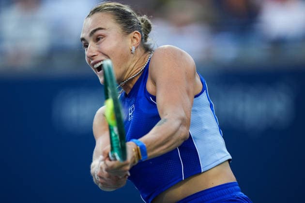 WTA, Tennis Damen Masters 1000 National Bank Open Toronto 2026 - Round of 64 - Day 4 Aryna Sabalenka of Belarus plays a backhand during the Women™s Singles round of 64 match against Moyuka Uchijima of Japan on day 4 of the WTA Masters 1000 National Bank Open at Sobeys Stadium on August 4, 2026, in Toronto, Canada. (Photo by Leonardo Ramirez Eyepix Group) Copyright: xLeonardoxRamirezx xEyepixxGroupx LR_04082026_08250