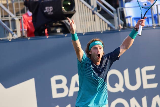 ATP, Tennis Herren Masters 1000 National Bank Open Montreal 2026 - Round of 64 - Day 4 Andrey Rublev of Russia reacts during the Men™s Singles round of 64 match against Shang Juncheng of China on day 4 of the ATP Masters1000 National Bank Open at IGA Stadium. on August 4, 2026, in Montreal, Canada. (Photo by Horacio Zamora Eyepix Group) Copyright: xHoracioxZamorax xEyepixxGroupx HZ_04082026_193868
