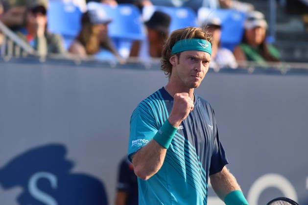 ATP, Tennis Herren Masters 1000 National Bank Open Montreal 2026 - Round of 64 - Day 4 Andrey Rublev of Russia celebrates after a point during the Men™s Singles round of 64 match against Shang Juncheng of China on day 4 of the ATP Masters1000 National Bank Open at IGA Stadium. on August 4, 2026, in Montreal, Canada. (Photo by Horacio Zamora Eyepix Group) Copyright: xHoracioxZamorax xEyepixxGroupx HZ_04082026_193906