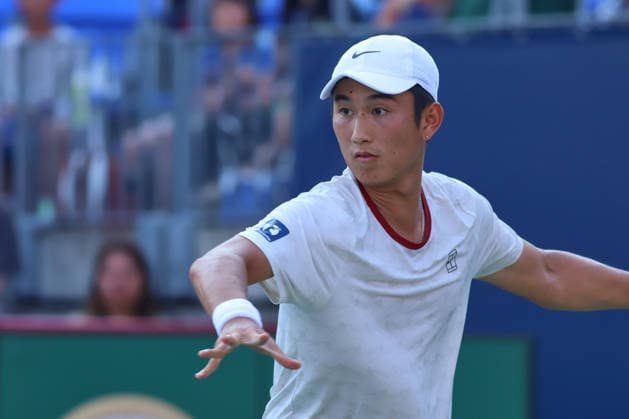 ATP, Tennis Herren Masters 1000 National Bank Open Montreal 2026 - Round of 64 - Day 4 Shang Juncheng of China plays a forehand during the Men™s Singles round of 64 match against Andrey Rublev of Russia on day 4 of the ATP Masters1000 National Bank Open at IGA Stadium. on August 4, 2026, in Montreal, Canada. (Photo by Horacio Zamora Eyepix Group) Copyright: xHoracioxZamorax xEyepixxGroupx HZ_04082026_193874