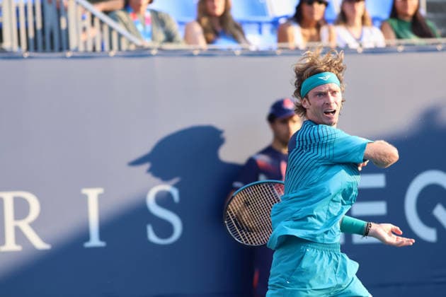 ATP, Tennis Herren Masters 1000 National Bank Open Montreal 2026 - Round of 64 - Day 4 Andrey Rublev of Russia plays a forehand during the Men™s Singles round of 64 match against Shang Juncheng of China on day 4 of the ATP Masters1000 National Bank Open at IGA Stadium. on August 4, 2026, in Montreal, Canada. (Photo by Horacio Zamora Eyepix Group) Copyright: xHoracioxZamorax xEyepixxGroupx HZ_04082026_193877