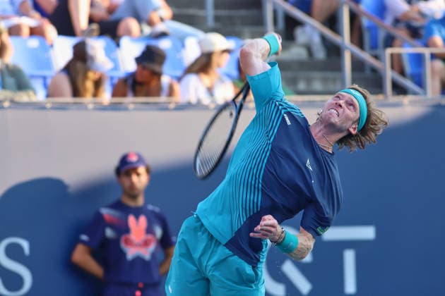 ATP, Tennis Herren Masters 1000 National Bank Open Montreal 2026 - Round of 64 - Day 4 Andrey Rublev of Russia plays a forehand during the Men™s Singles round of 64 match against Shang Juncheng of China on day 4 of the ATP Masters1000 National Bank Open at IGA Stadium. on August 4, 2026, in Montreal, Canada. (Photo by Horacio Zamora Eyepix Group) Copyright: xHoracioxZamorax xEyepixxGroupx HZ_04082026_193882