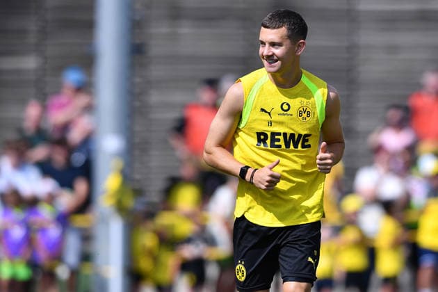 Fußball 1. Bundesliga Training Borussia Dortmund am 05.08.2026 auf dem Trainingsgelände Hohenbuschei in Dortmund Konstantinos Karetsas ( Dortmund ) *** Soccer, Bundesliga 1: Borussia Dortmund training session on August 5, 2026, at the Hohenbuschei training facility in Dortmund; Konstantinos Karetsas, Dortmund xRx